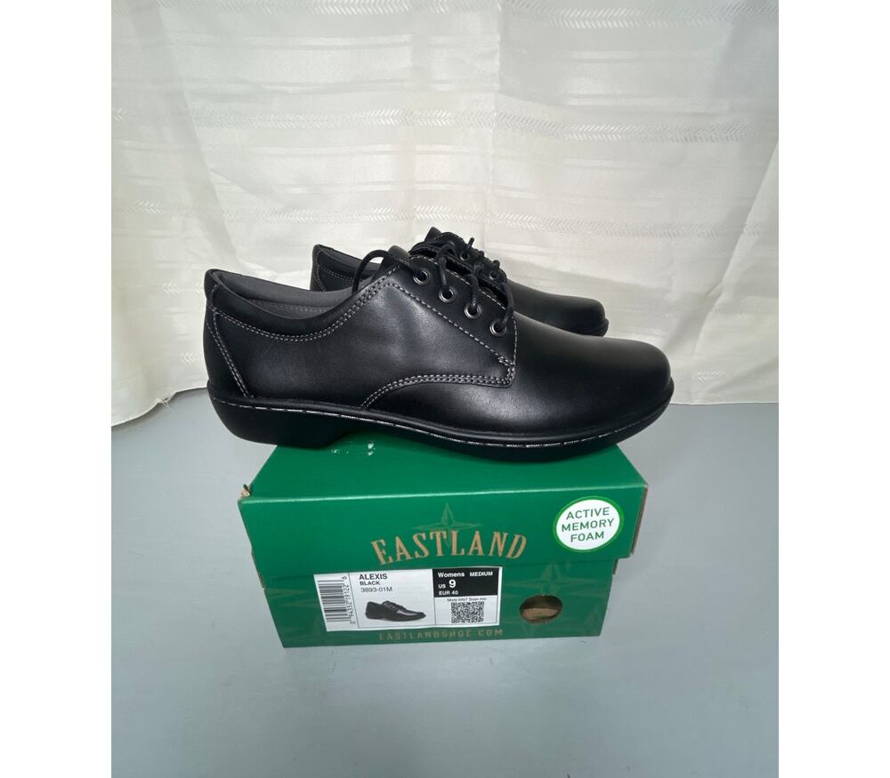 Eastland Alexis Women's Plain Toe Oxford Black Leather Size 9 M Memory Foam